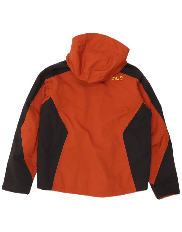 Jack Wolfskin Herre Hooded Windbreaker Jacket UK 38 Medium Brown Colourblock