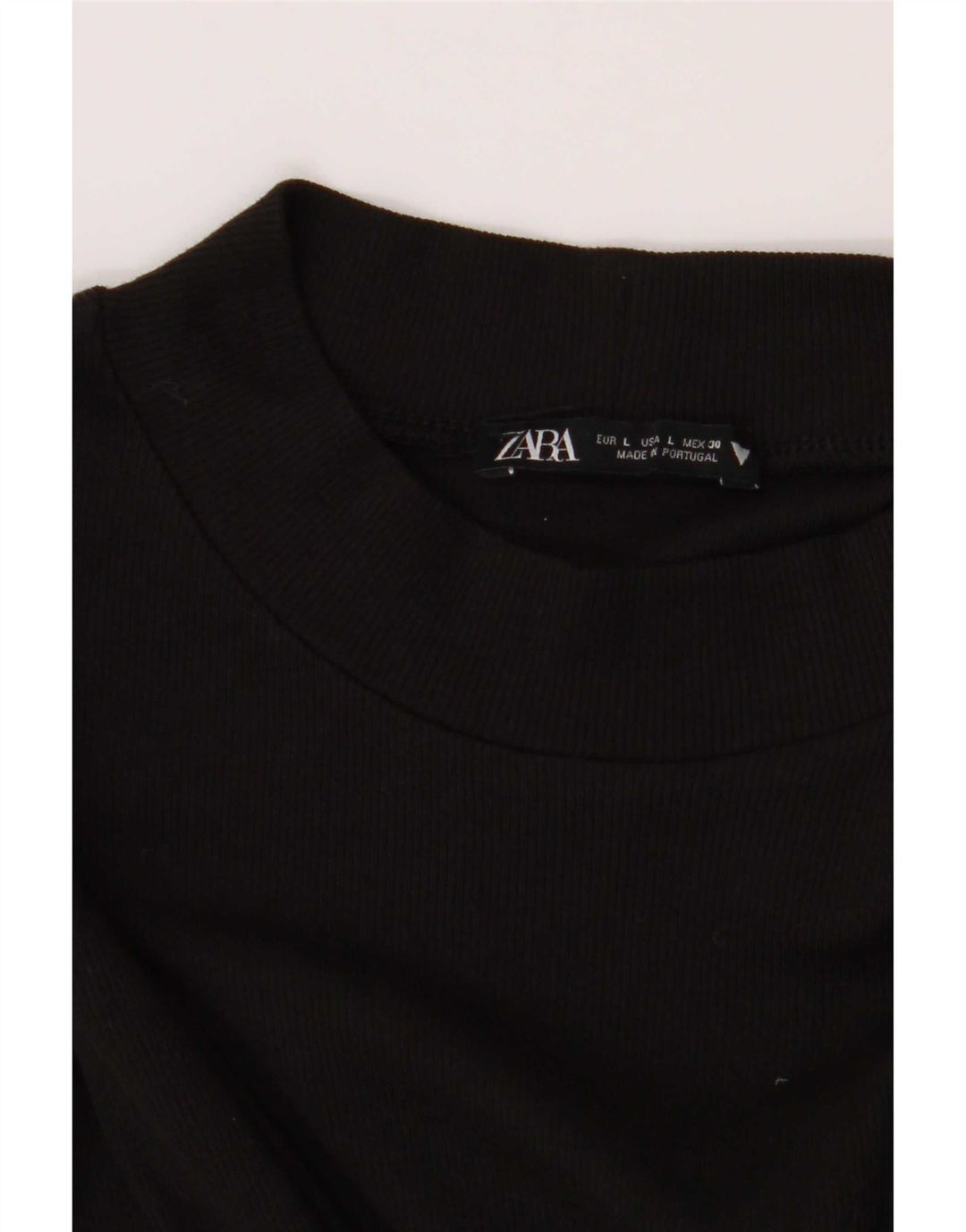 Zara Dame Langærmet Basic Kjole UK 14 Large Sort