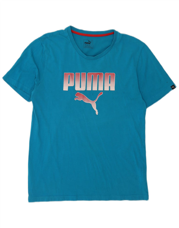 Puma Herre grafisk T-shirt Top Medium Blå Bomuld