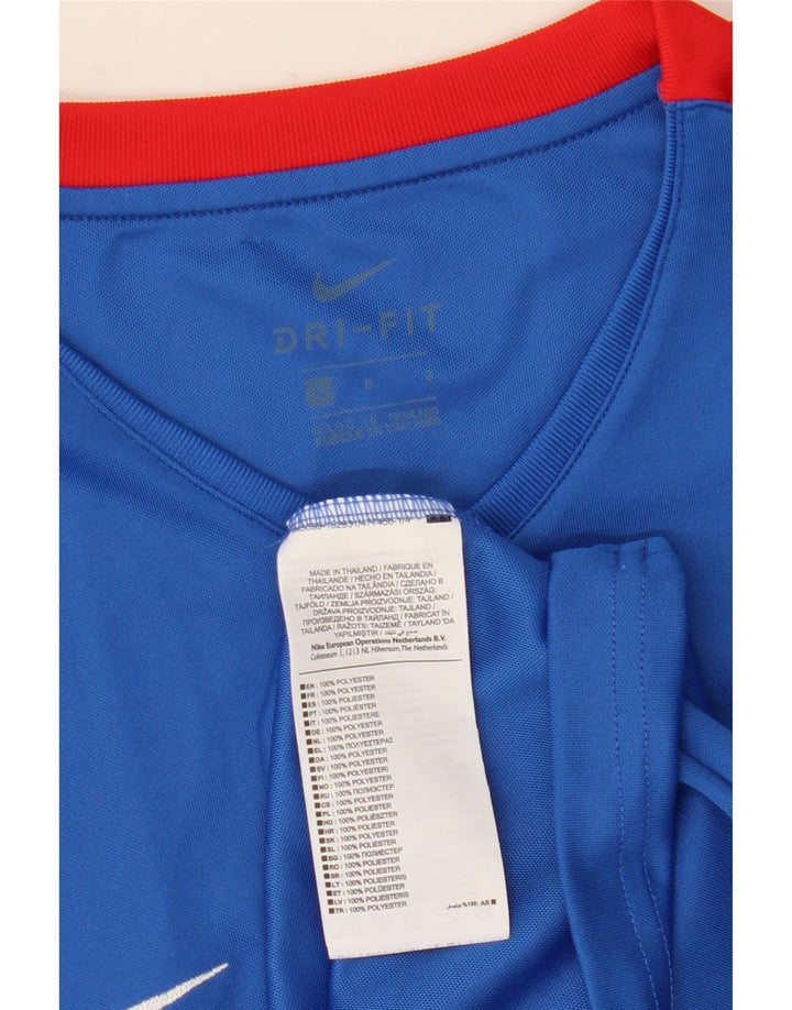 NIKE Herre Dri Fit T-Shirt Top Stor Blå Colourblock Polyester