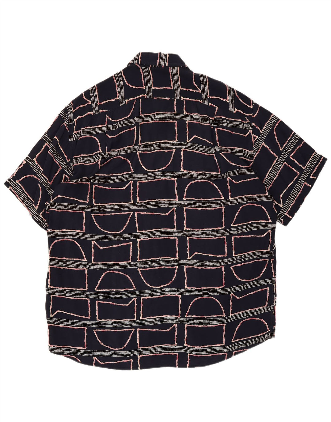 Navigare Kortærmet Herreskjorte Stor Marineblå Geometrisk Viscose