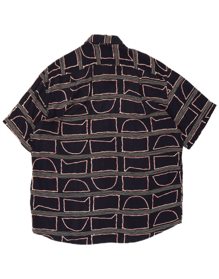 Navigare Kortærmet Herreskjorte Stor Marineblå Geometrisk Viscose