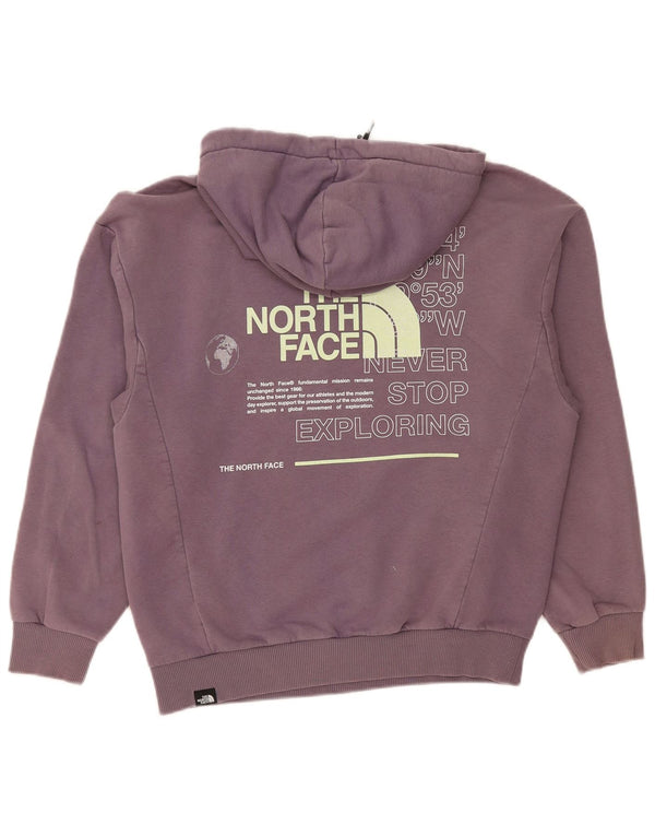 The North Face Womens Graphic Hoodie Jumper UK 16 Large Purple Cotton