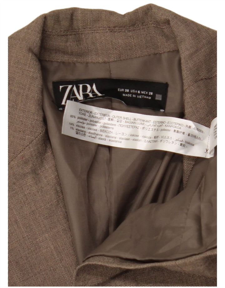 ZARA blazerjakke med 1 knap til kvinder EU 38 Lille brun polyester