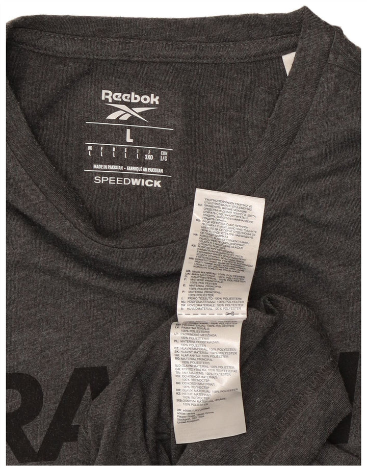 Reebok Herre Regular Fit Grafisk T-Shirt Top Stor grå Flecked Polyester