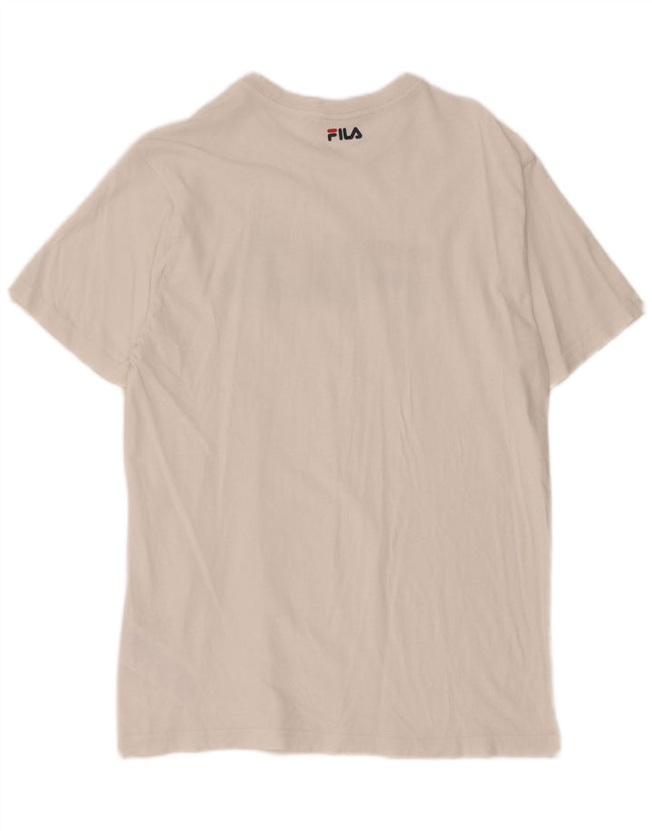 Fila Herre Grafisk T-Shirt Top Lille Hvid Bomuld