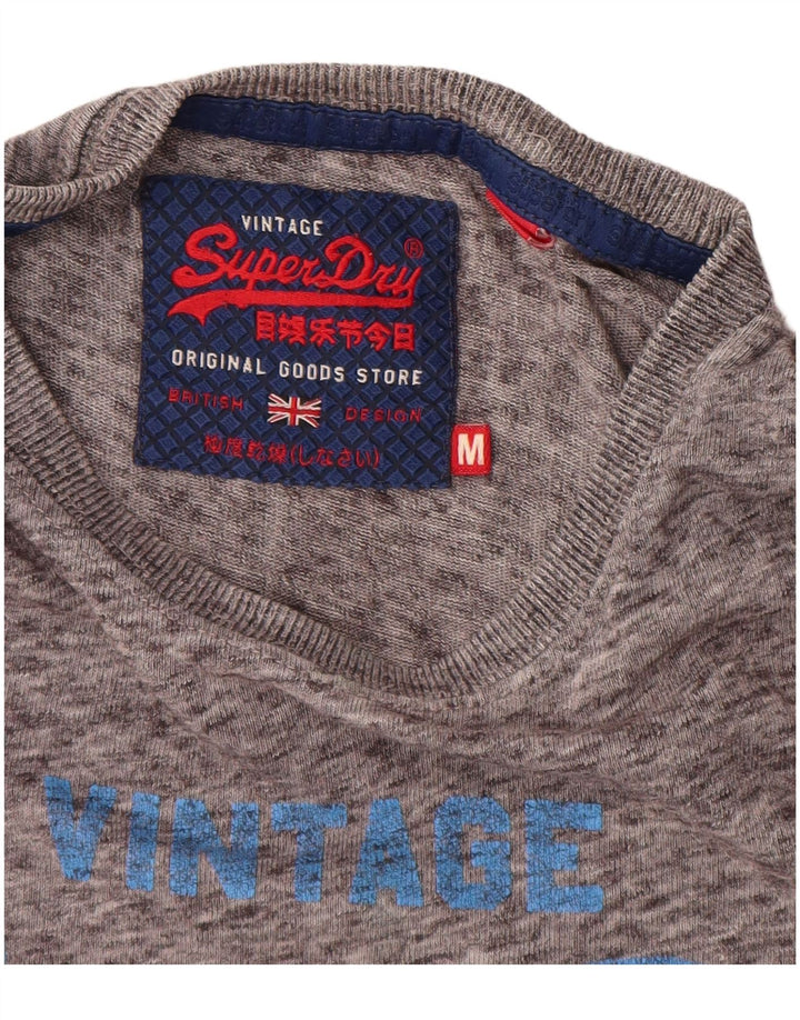 SUPERDRY Herre grafisk T-shirt top mellemgrå flækket bomuld