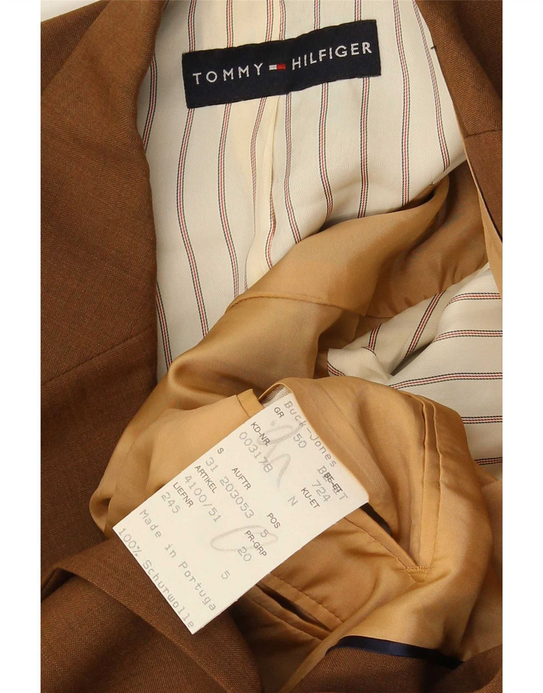 Tommy Hilfiger Herre 3-knaps blazerjakke IT 50 Stor Beige Uld