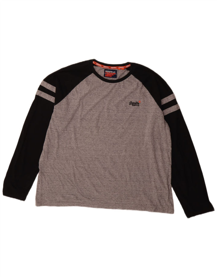 Superdry Herre Top Langærmet 3XL Grå Colourblock Bomuld