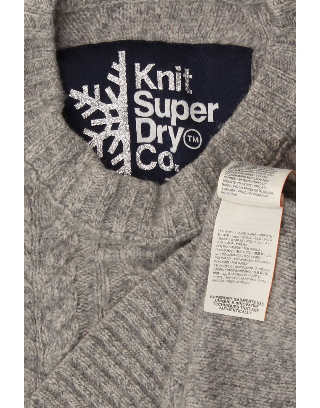 Superdry Sweater med rund hals til kvinder UK 10 Lille grå uld
