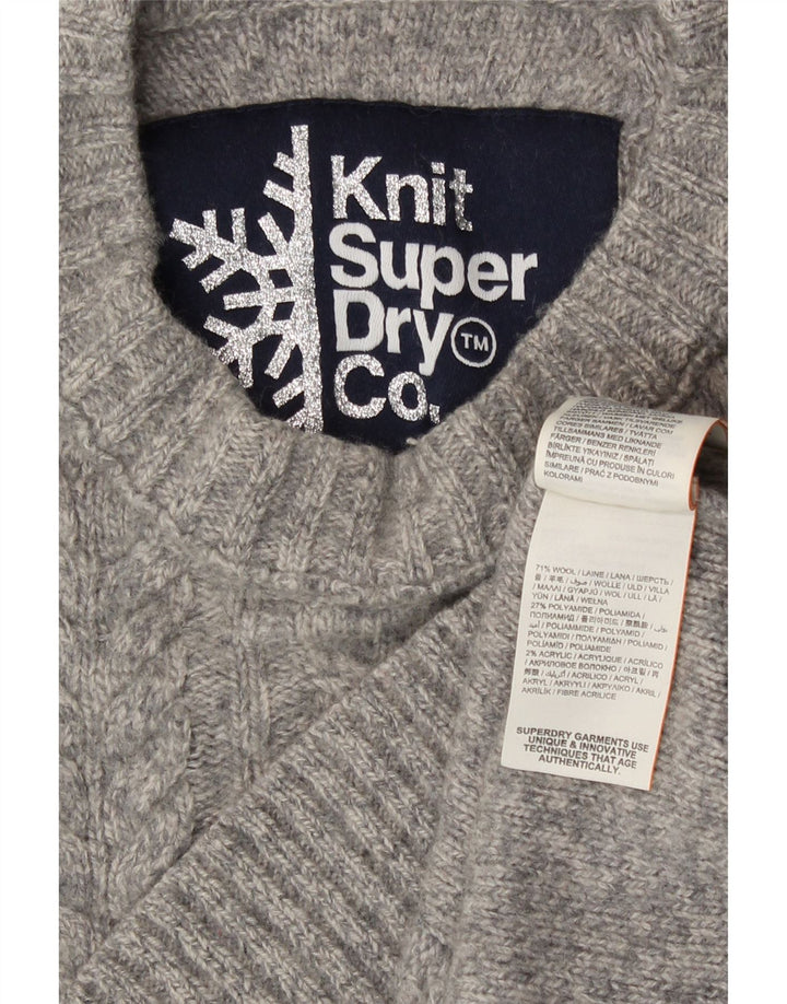 Superdry Sweater med rund hals til kvinder UK 10 Lille grå uld