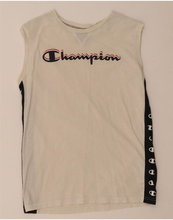 Champion Boys Grafisk Vest Top 13-14 år XL Hvid Colourblock Bomuld