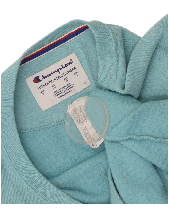 Champion Dame Grafisk Sweatshirt Jumper UK 10 Small Blue Polyester