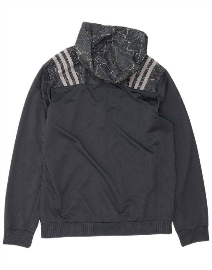 Adidas Herre Munster Rugby grafisk hættetrøje med lynlås Stor grå polyester