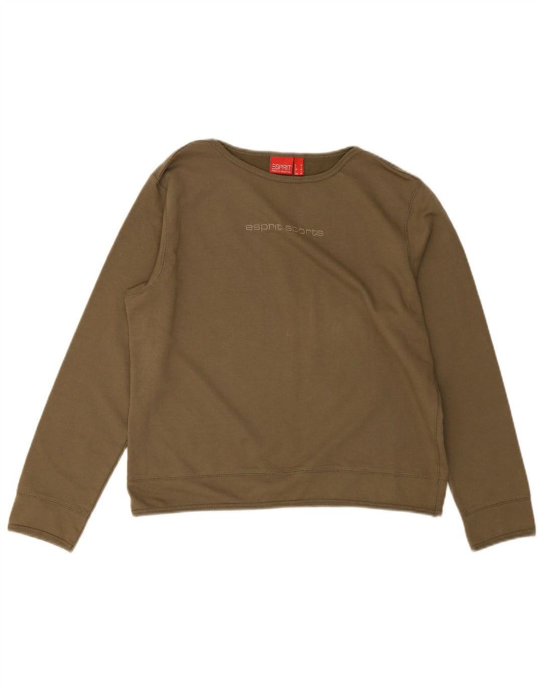 Esprit Dame Crop Grafisk Top Langærmet UK 14 Medium Grøn Bomuld