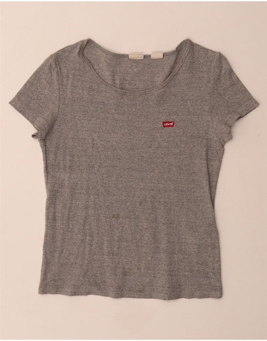 Levi's Dame T-Shirt Top UK 12 Medium Grey Flecked Bomuld