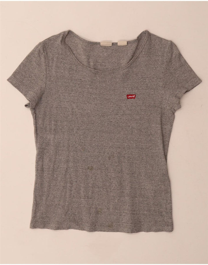 Levi's Dame T-Shirt Top UK 12 Medium Grey Flecked Bomuld