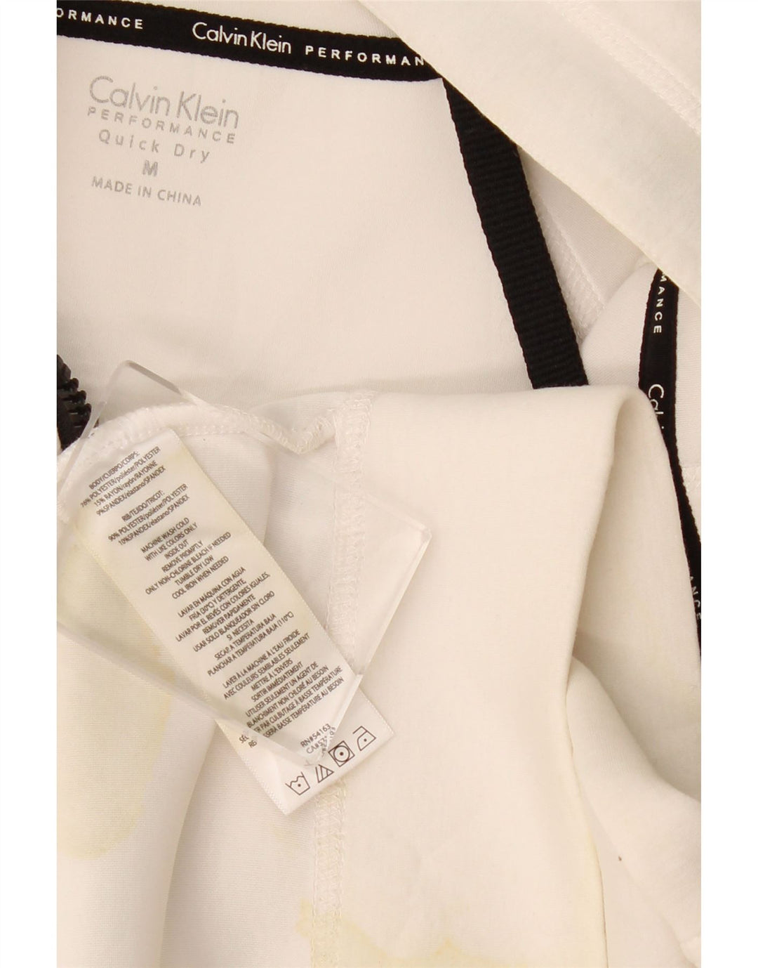 CALVIN KLEIN Grafisk hættetrøje med lynlås til kvinder UK 14 Medium White