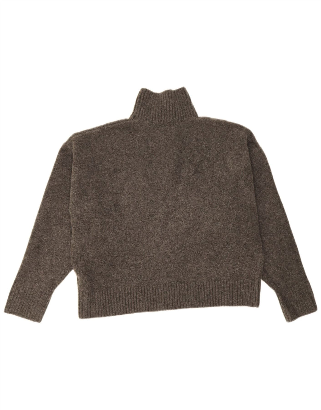 Zara Dame Oversized Roll Neck Jumper Sweater UK 14 Medium Grey Flecked
