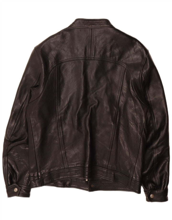Vintage Herre Læder Bomber Jacket UK 38 Medium Sort Læder