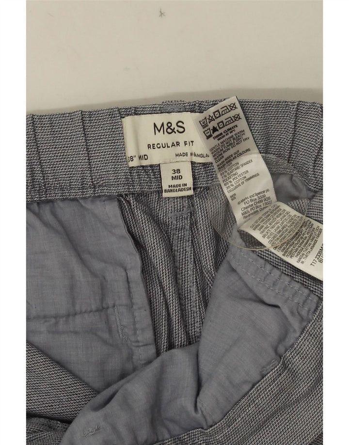 MARKS & SPENCER Herre Regular Fit Chino Shorts W38 XL Grå Polyester