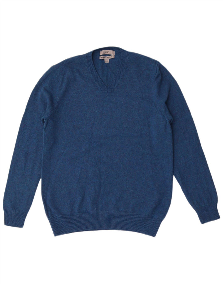 Marks & Spencer Herre V-hals trøje Sweater Large Blue Flecked Wool