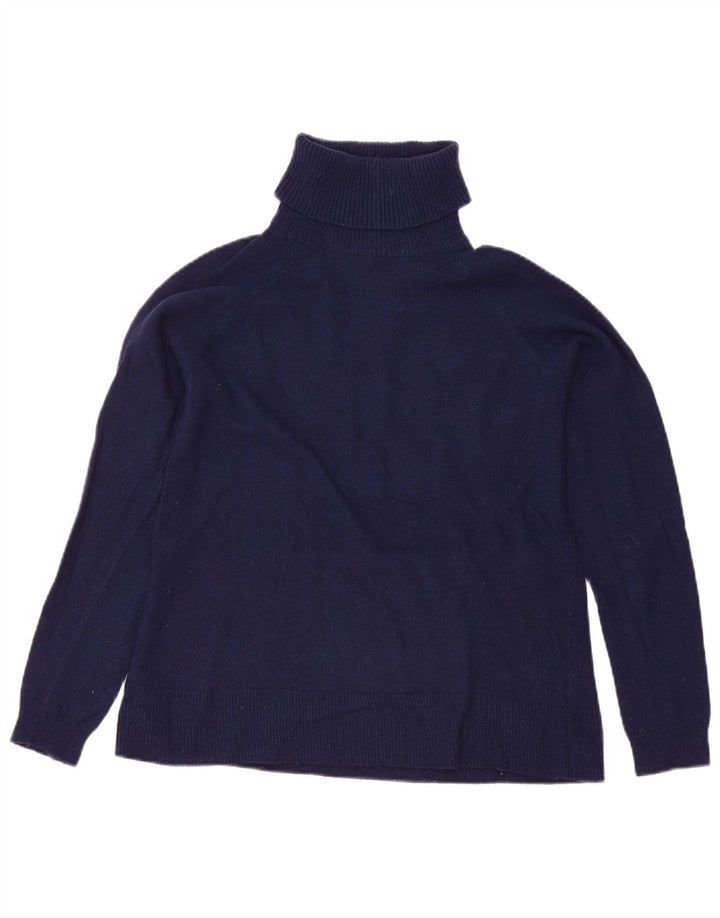 Massimo Dutti Dame Crop Roll Neck Jumper Sweater UK 10 Small Navy Blue