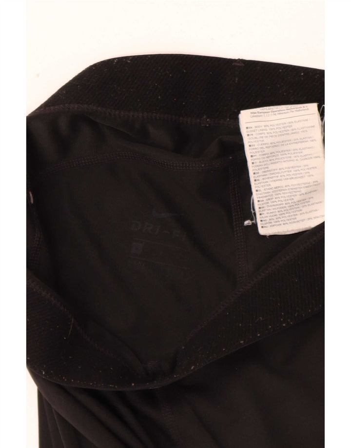 Nike Dame Dri Fit Grafiske Leggings UK 10 Small Black Polyester