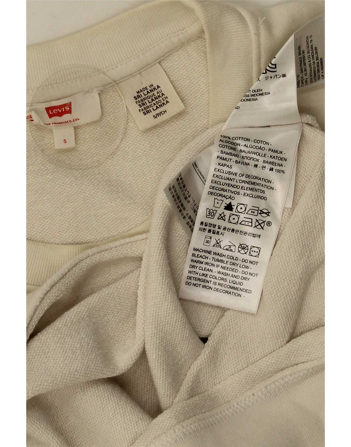 Levi's Dame Grafisk Oversized Sweatshirt Jumper UK 10 Lille hvid bomuld
