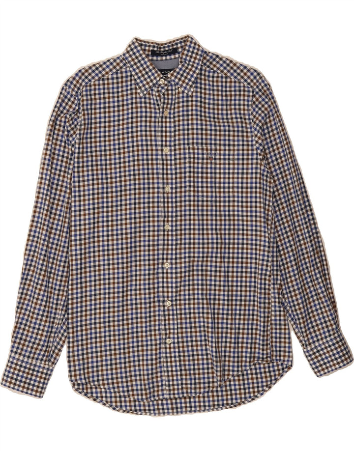 GANT Mens Regular Fit Shirt Medium Blue Check Cotton Vintage Gant and Second-Hand Gant from Messina Hembry 