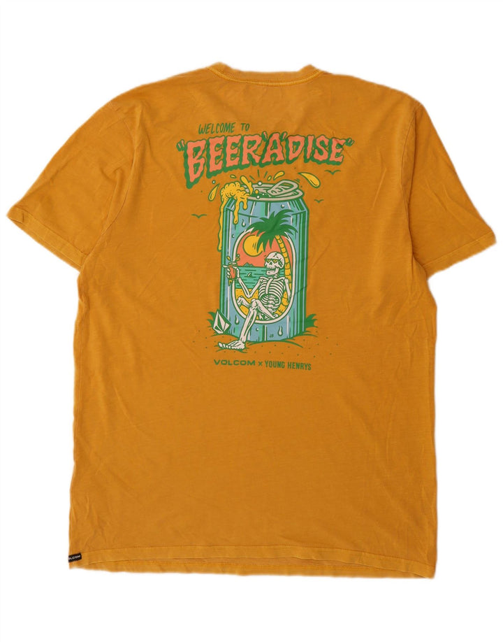 Volcom Herre Modern Fit Grafisk T-Shirt Top Medium Gul Bomuld