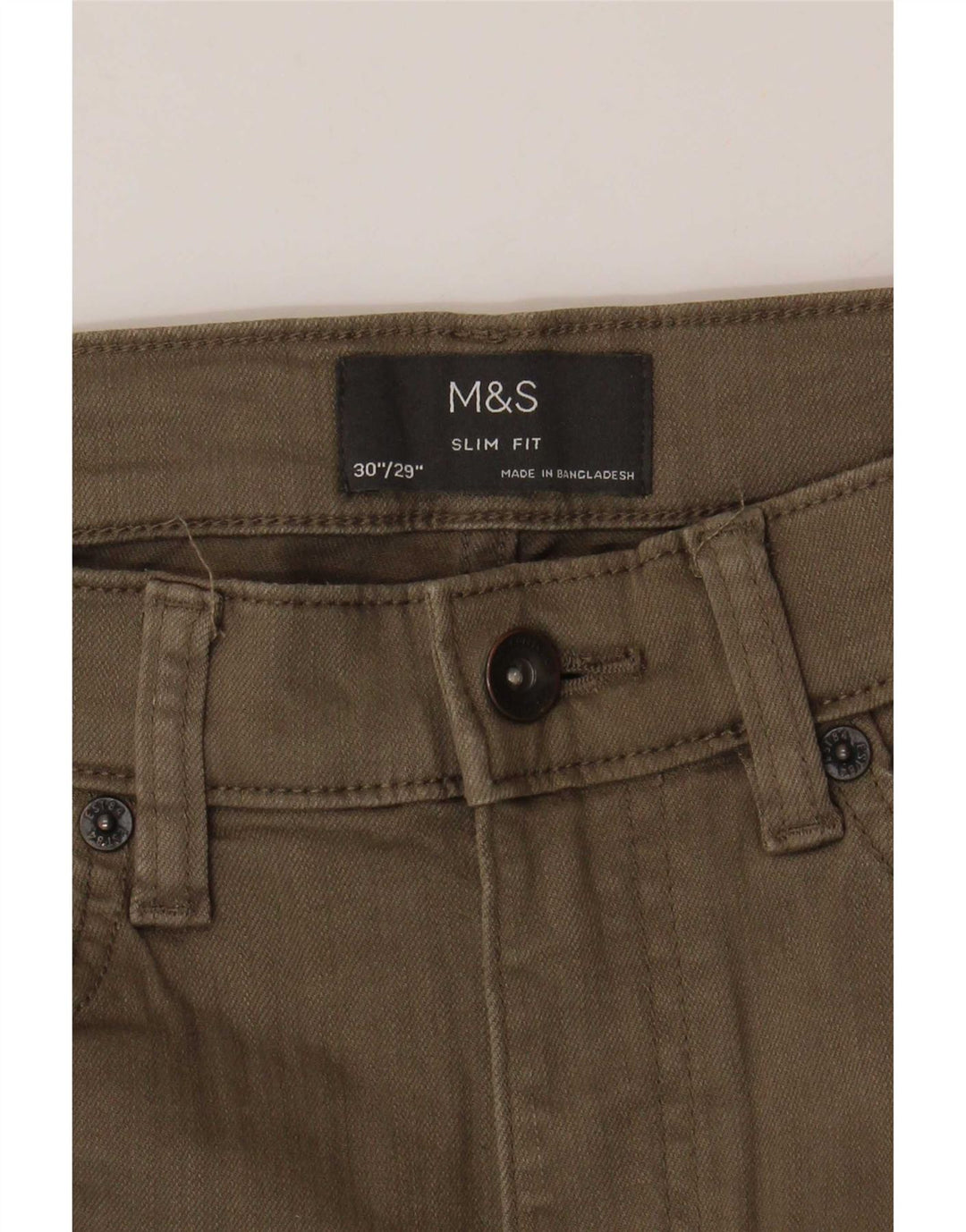 Marks & Spencer Slim Jeans til mænd W30 L29 Khaki Bomuld
