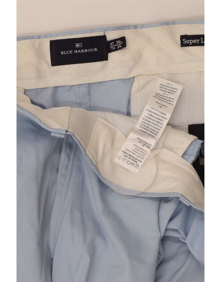 MARKS & SPENCER Herre Blue Harbor Lige Chinobukser W38 L29 Blå