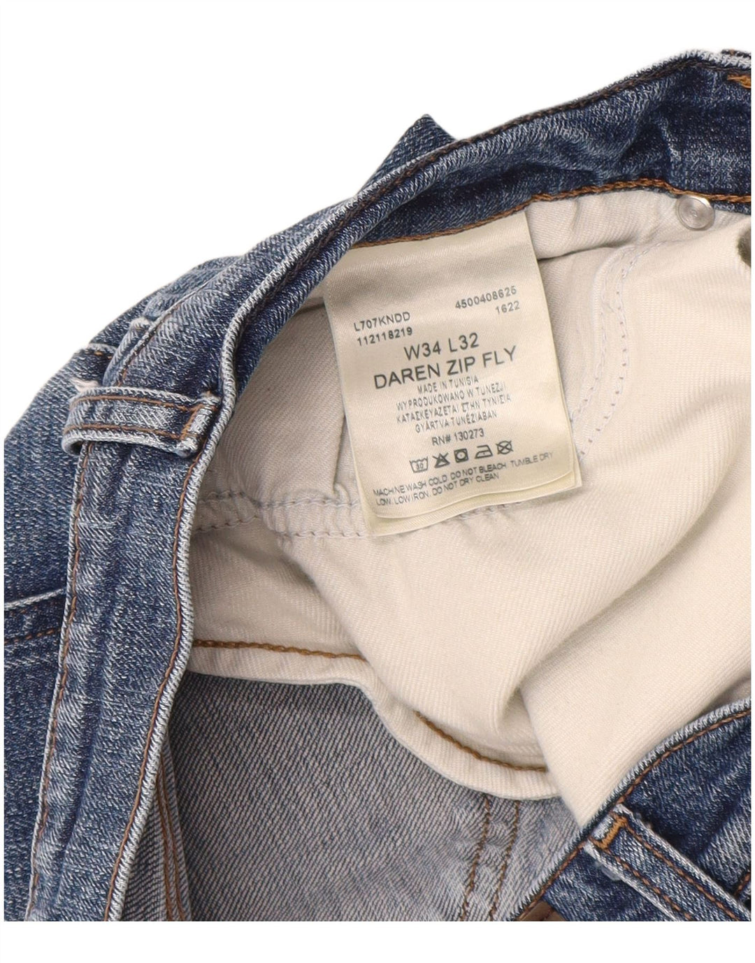 LEE Mens Daren Zip Fly Straight Jeans W34 L32 Blå Bomuld