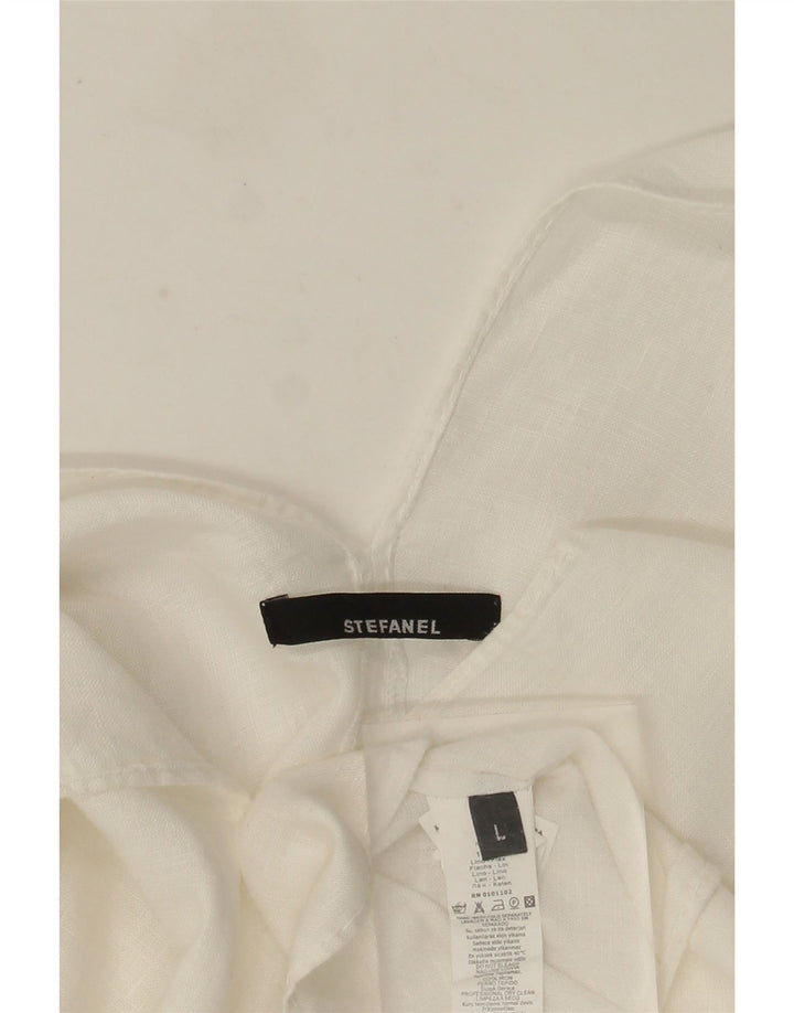 Stefanel Dame Batwing Bluse Top UK 14 Large White Linen