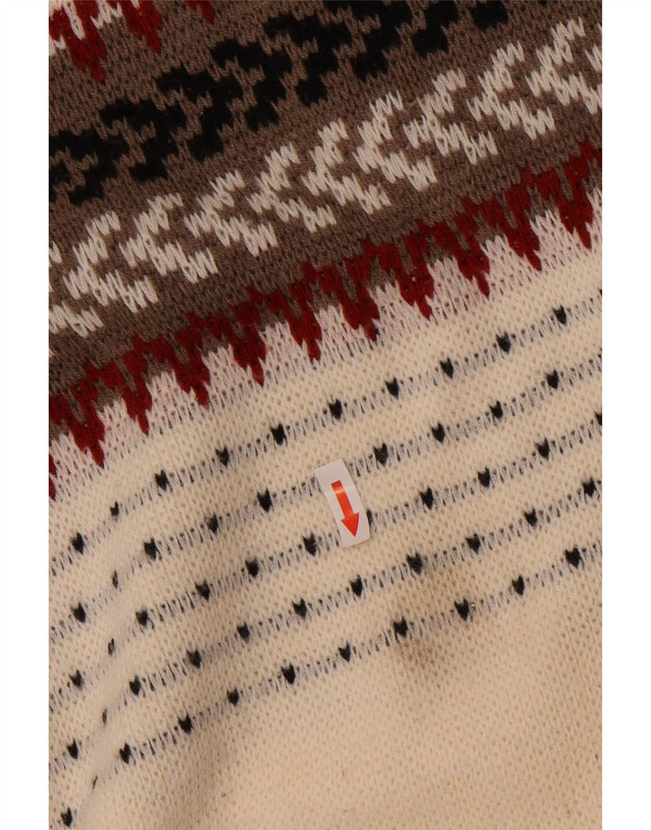 Vintage herre rund hals sweater mellem beige stribet