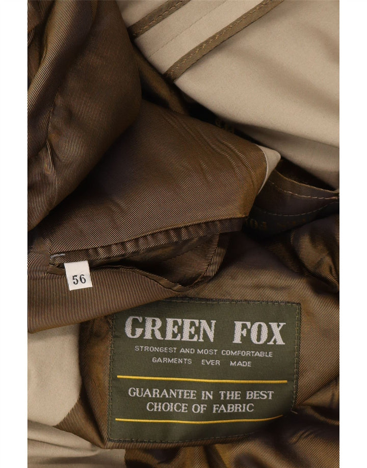 GREEN FOX Mens 2 Button Blazer Jacket IT 56 3XL Beige Vintage Green Fox and Second-Hand Green Fox from Messina Hembry 