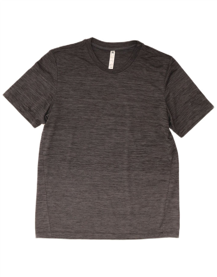 Adidas Herre T-Shirt Top Medium Grey Flecked Polyester