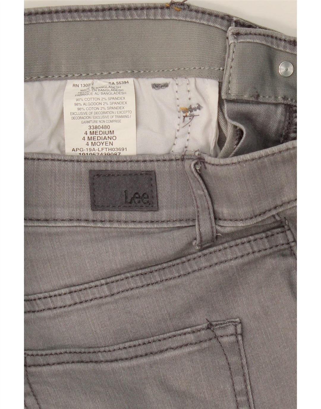 LEE Womens Regular Fit Mid Rise Capri Jeans US 4 Small W27 L22 Grey Cotton Vintage Lee and Second-Hand Lee from Messina Hembry 