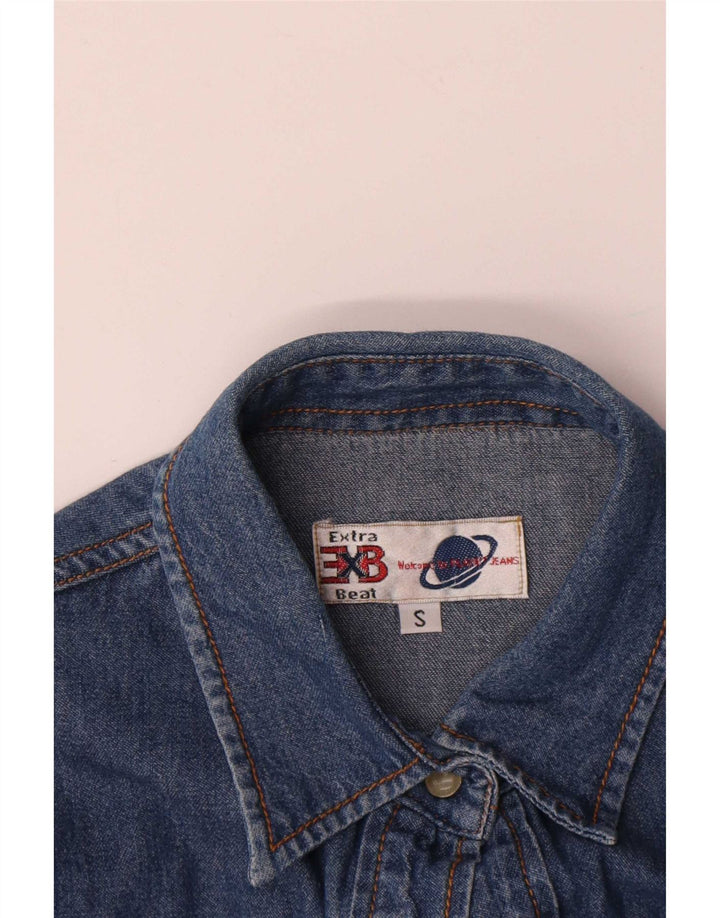 Vintage Dame Denim Shirt UK 10 Small Blue