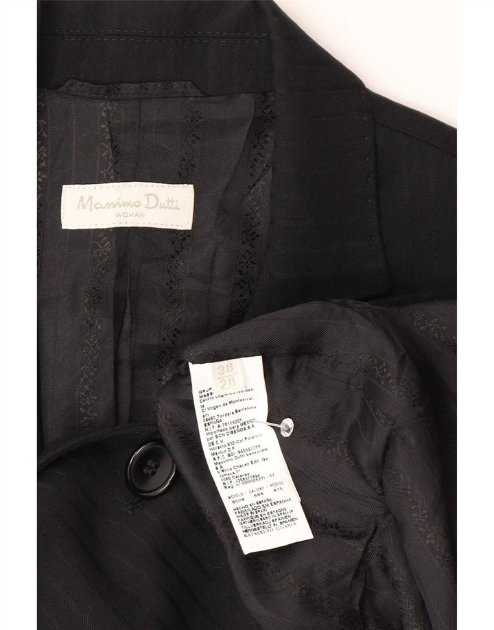 Massimo Dutti Dame 2 Button Blazer Jacket EU 38 Small Black Pinstripe