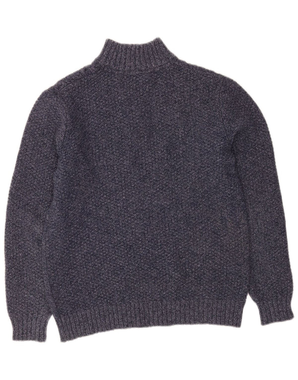 Besætningstøj Herre Button Neck Jumper Sweater Small Navy Blue Flecked
