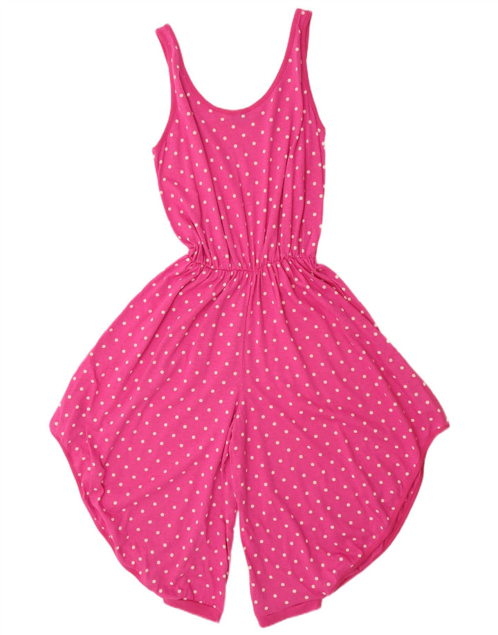 Vintage Dame Ærmeløs Playsuit IT 46 Large Pink Spotted Bomuld