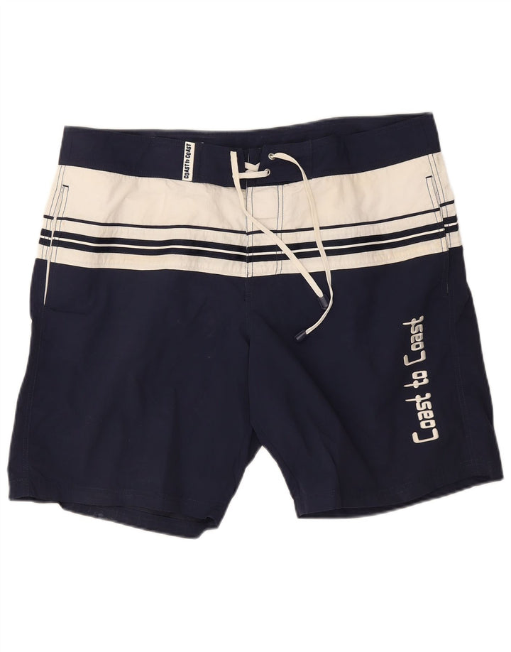 Coast Herre grafiske svømmeshorts XL Marineblå Colourblock Polyamid