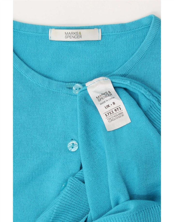 Marks & Spencer Dame Cardigan Sweater UK 8 Lille turkis akryl