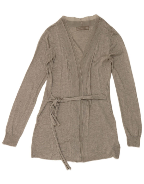 Zara Dame Cardigan Sweater UK 12 Medium Grå Akryl