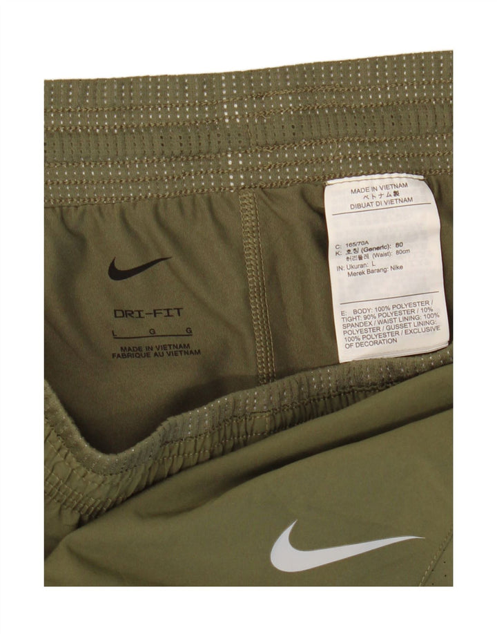 Nike Dame Dri Fit Sport Shorts UK 14 Large Khaki Polyester