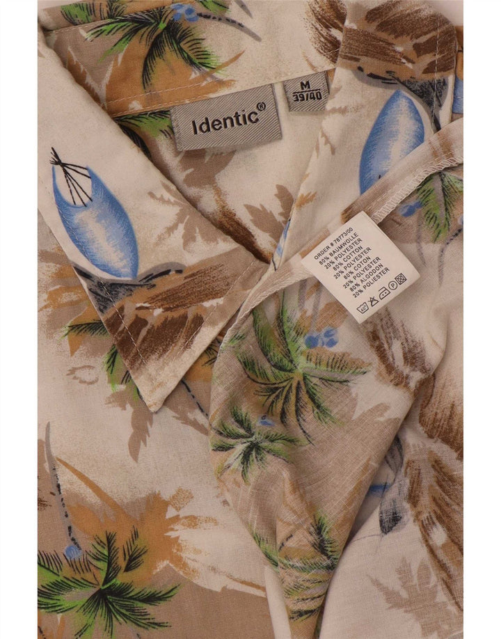Identisk Hawaiiansk kortærmet skjorte til mænd Størrelse 39/40 Medium Beige Bomuld