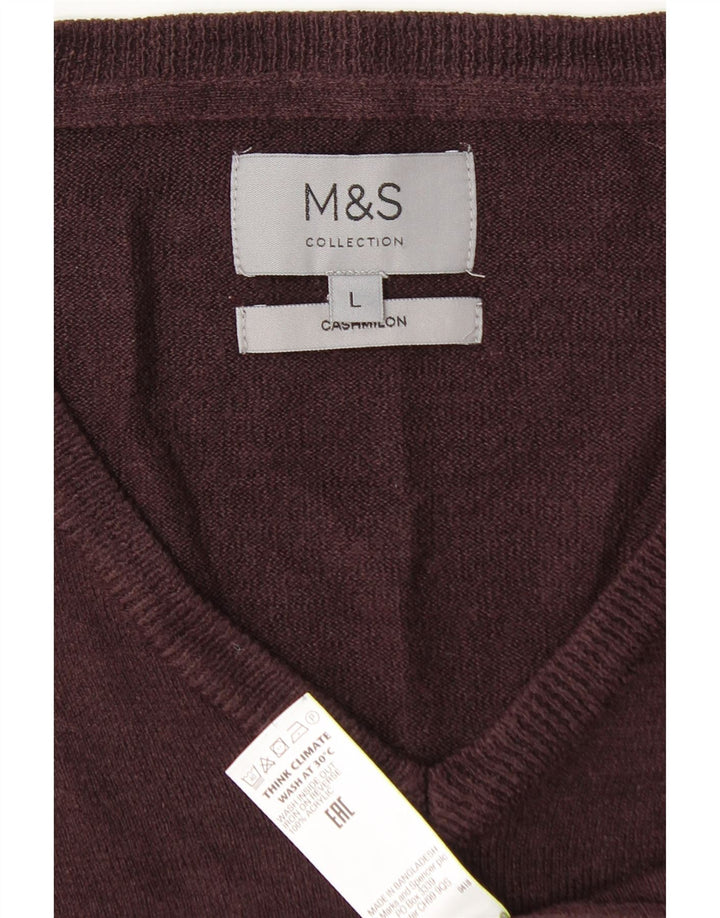 Marks & Spencer Herre V-hals sweater Stor Bourgogne akryl