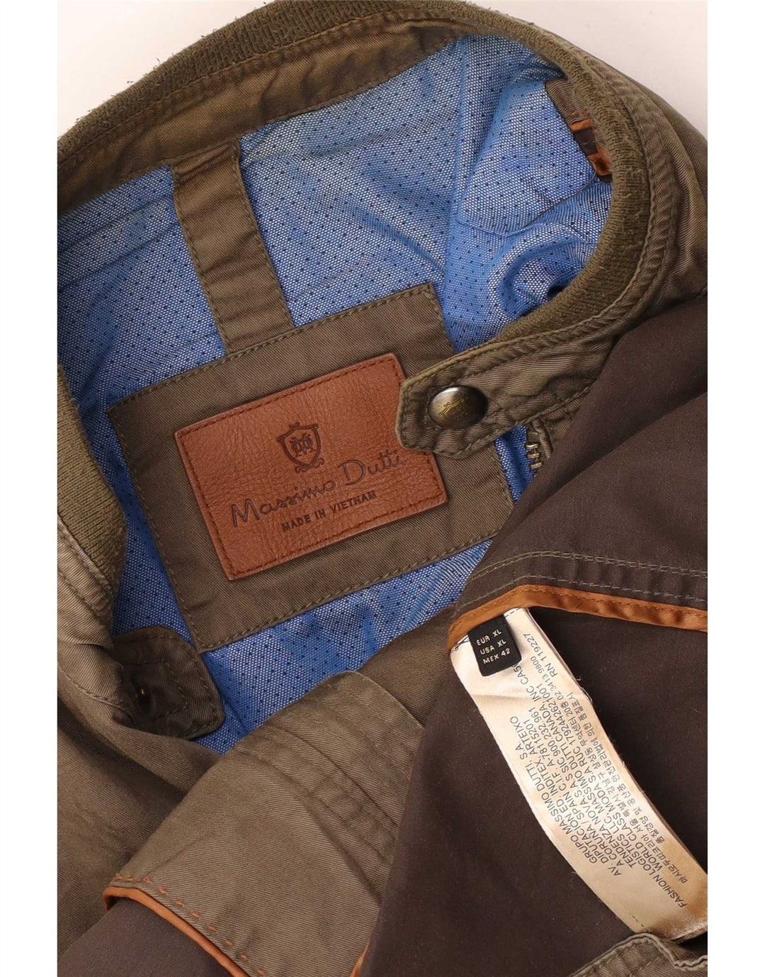 Massimo Dutti Herre Utility Jacket UK 42 XL Khaki Bomuld